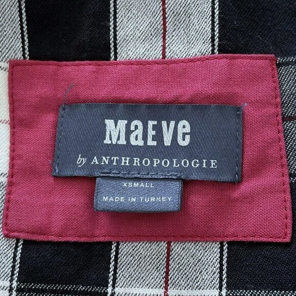 Anthropologie Maeve Women's Sz XS Amber Black & White Plaid Tiered Tunic Dress - Picture 5 of 9